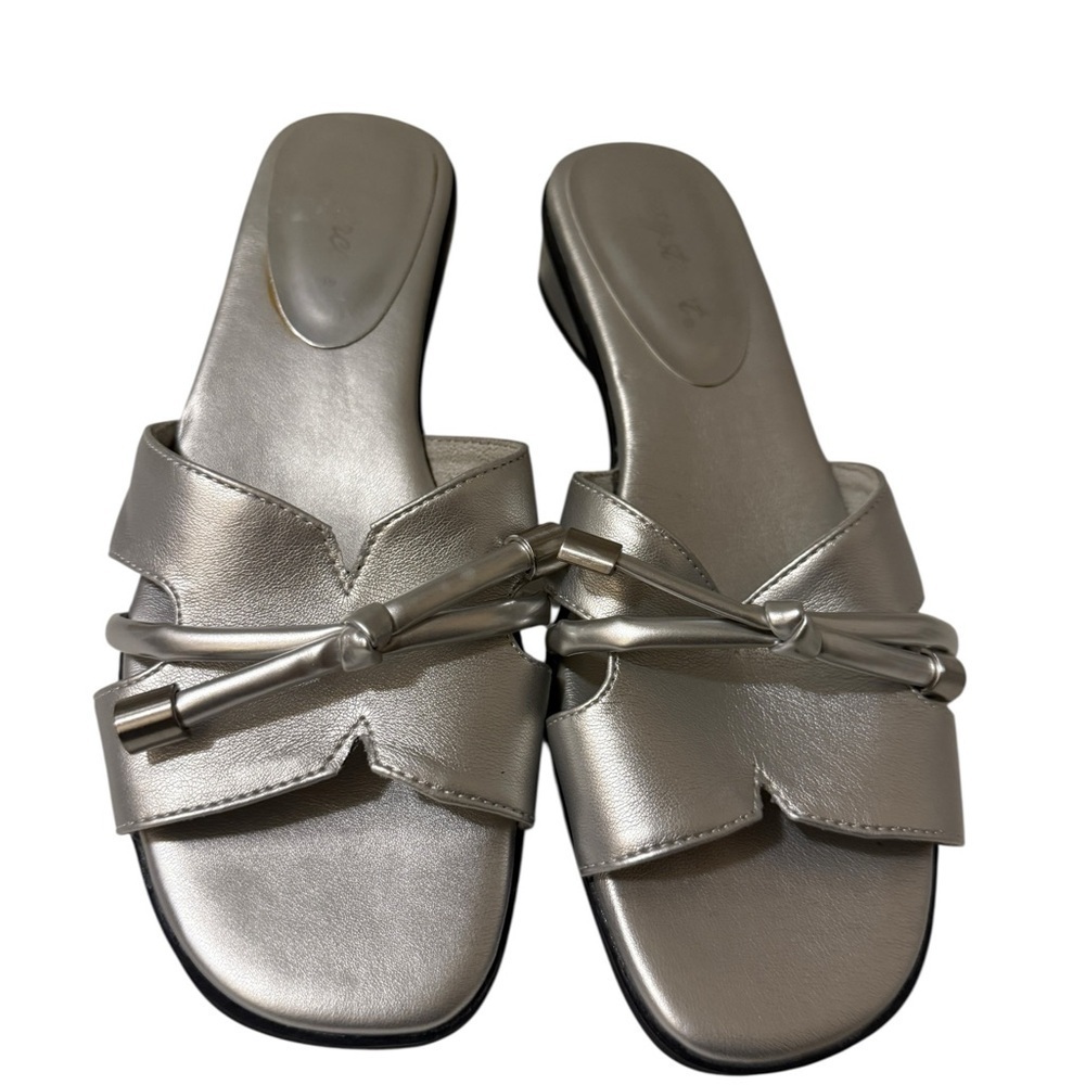 Easy Street Silver Sandals with Crossover Straps